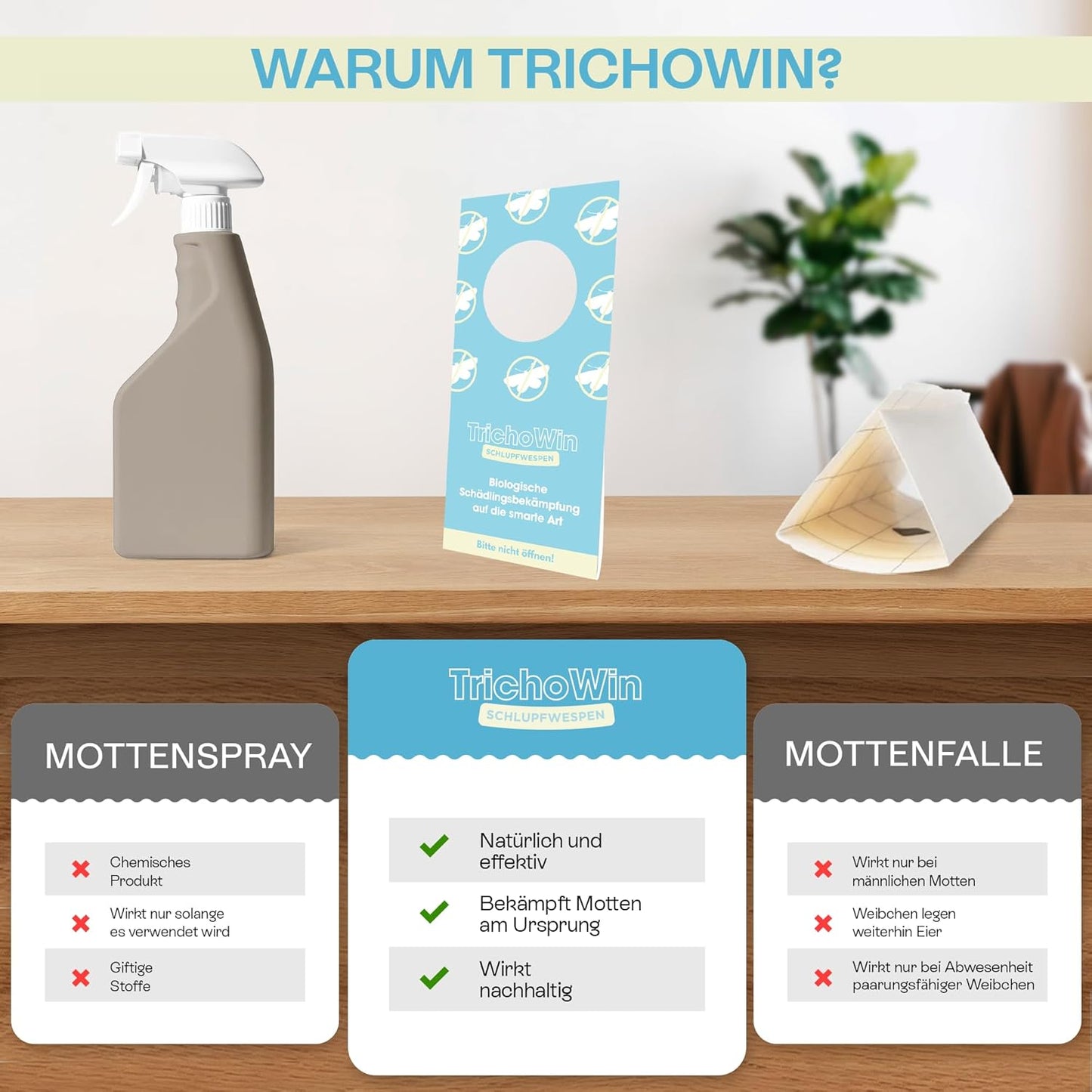 (3-fach-Kur) - Trichowin™ Premium Schlupfwespen gegen Lebensmittel- und Kleidermotten aus AT