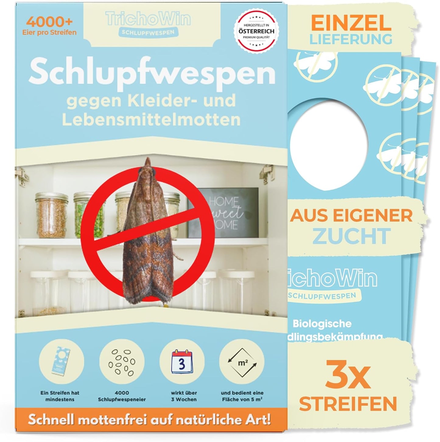 (Einzellieferung) - Trichowin™ Premium Schlupfwespen gegen Lebensmittel- und Kleidermotten aus AT