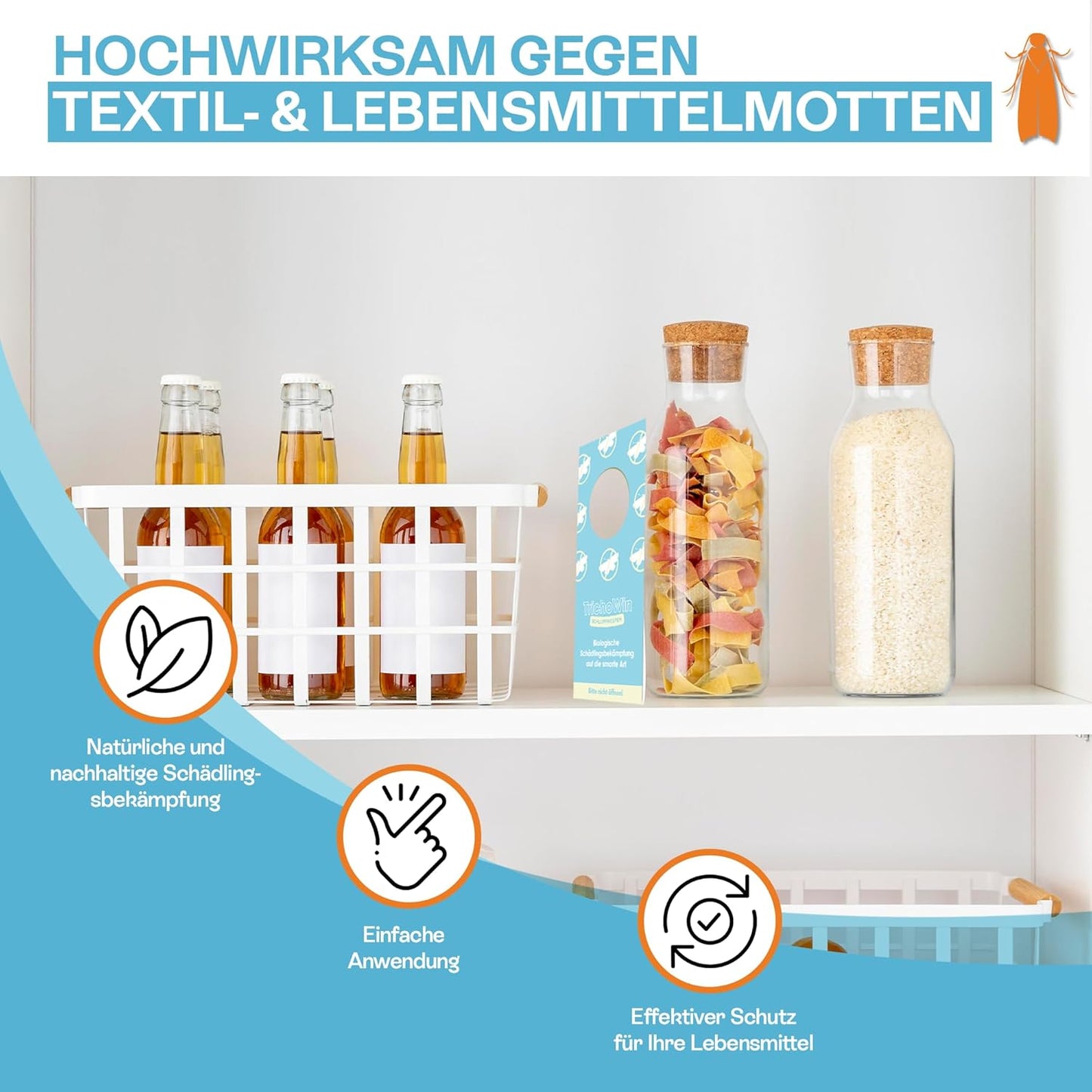 (3-fach-Kur) - Trichowin™ Premium Schlupfwespen gegen Lebensmittel- und Kleidermotten aus AT