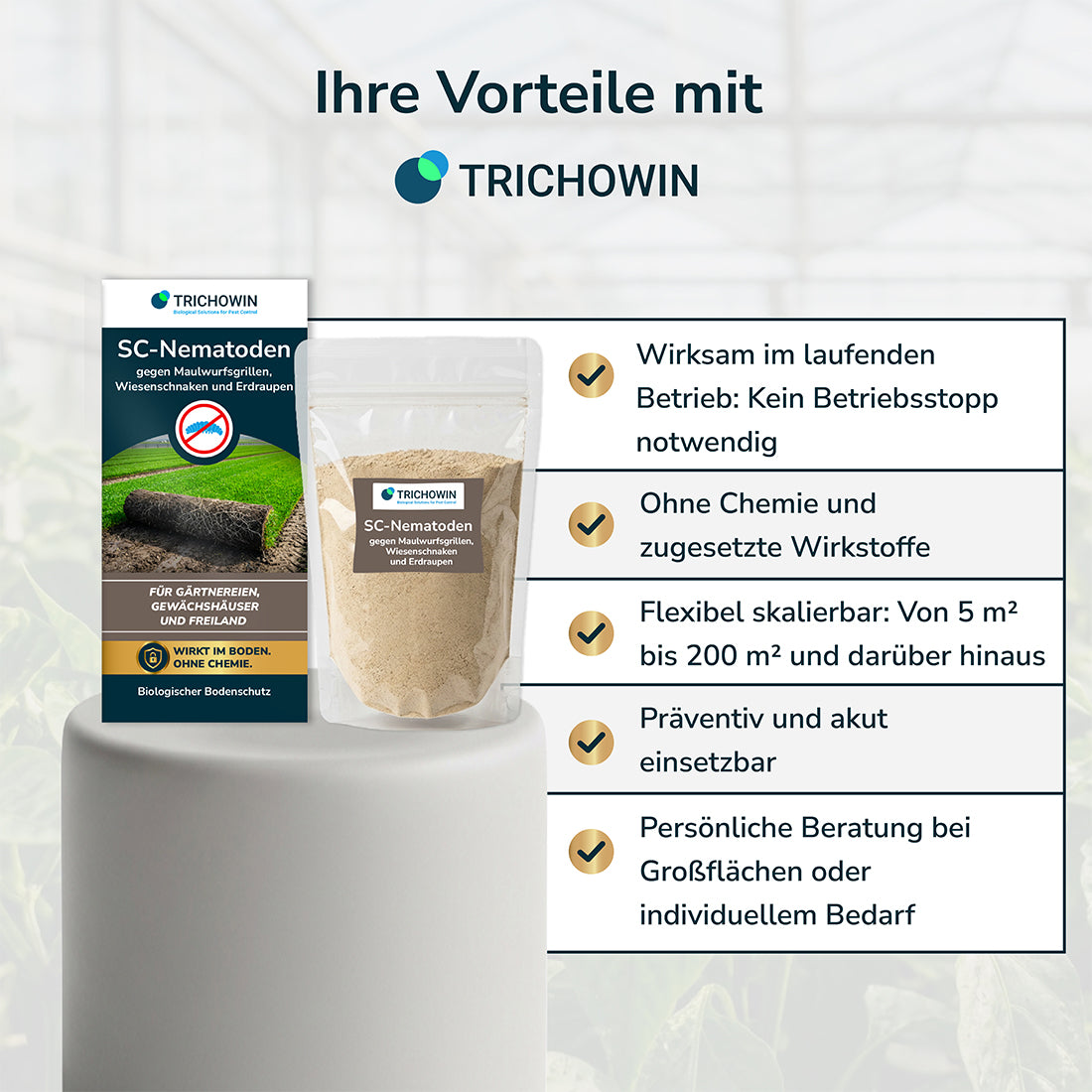 SC-Nematoden gegen Maulwurfsgrillen, Wiesenschnaken und Erdraupen