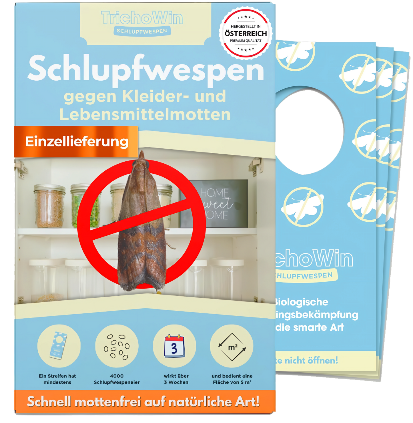 (Einzellieferung) - Trichowin™ Premium Schlupfwespen gegen Lebensmittel- und Kleidermotten aus AT