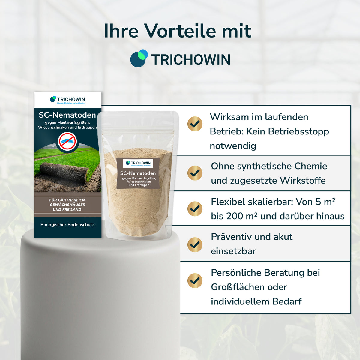 SC-Nematoden gegen Maulwurfsgrillen, Wiesenschnaken und Erdraupen
