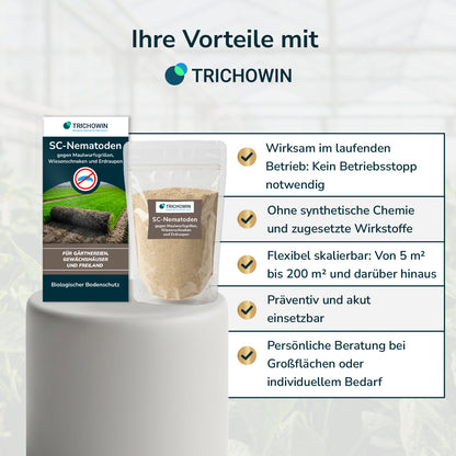 SC-Nematoden gegen Maulwurfsgrillen, Wiesenschnaken und Erdraupen